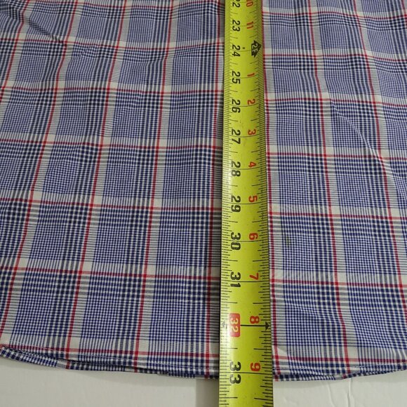 Tommy Hilfiger Regular Non Iron Blue Plaid Button Up Shirt Men Size 16.5 32 33 - Picture 11 of 12